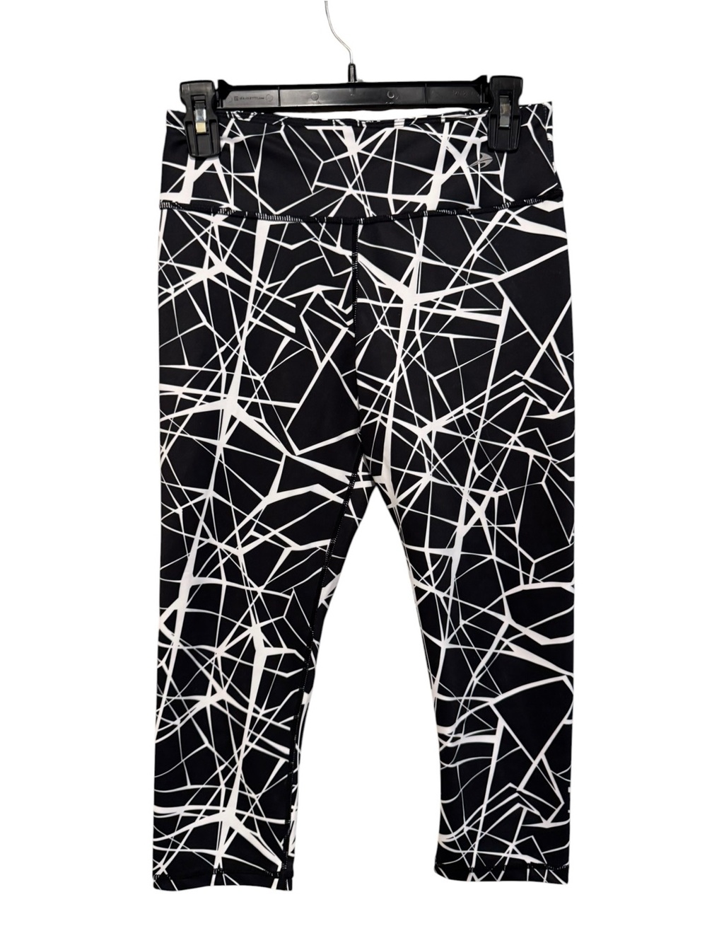 Black & White Geometric High-Waist Active Leggings‎